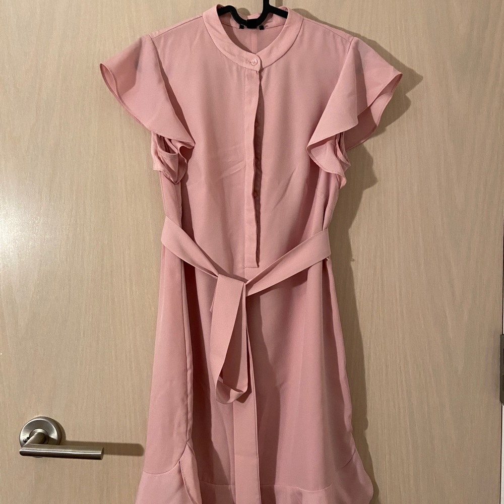 Ann Taylor Womens Short Sleeve Dress With Ruffles